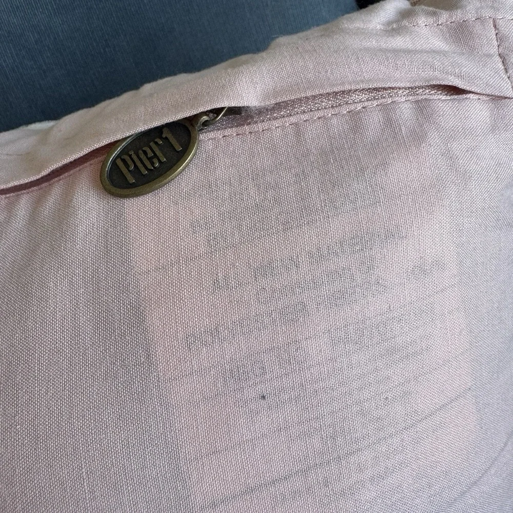 Pier 1 Imports Rose Pink Throw Pillow ~ Beautiful White Floral Flower 16